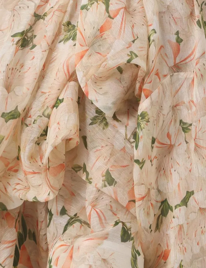 Zimmermann Clothing Natura Draped Midi Dress Coral Azalea 8211 Women