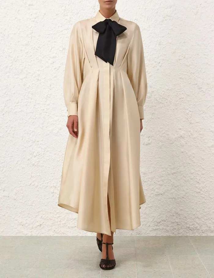 Zimmermann Clothing Natura Draped Shirt Dress Cream 8211 Women