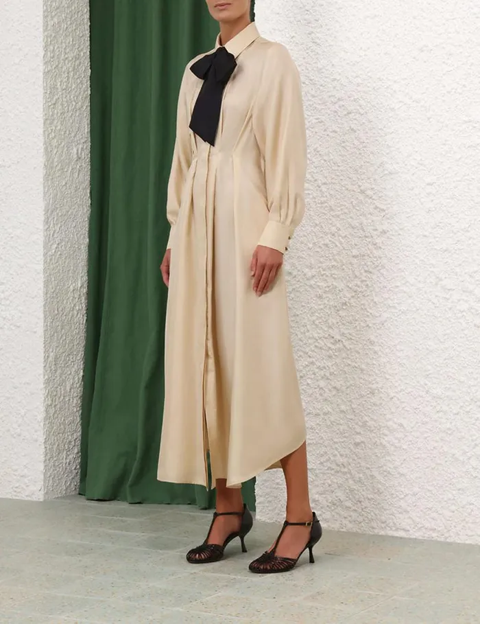 Zimmermann Clothing Natura Draped Shirt Dress Cream 8211 Women