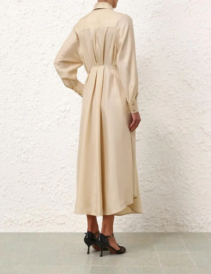 Zimmermann Clothing Natura Draped Shirt Dress Cream 8211 Women