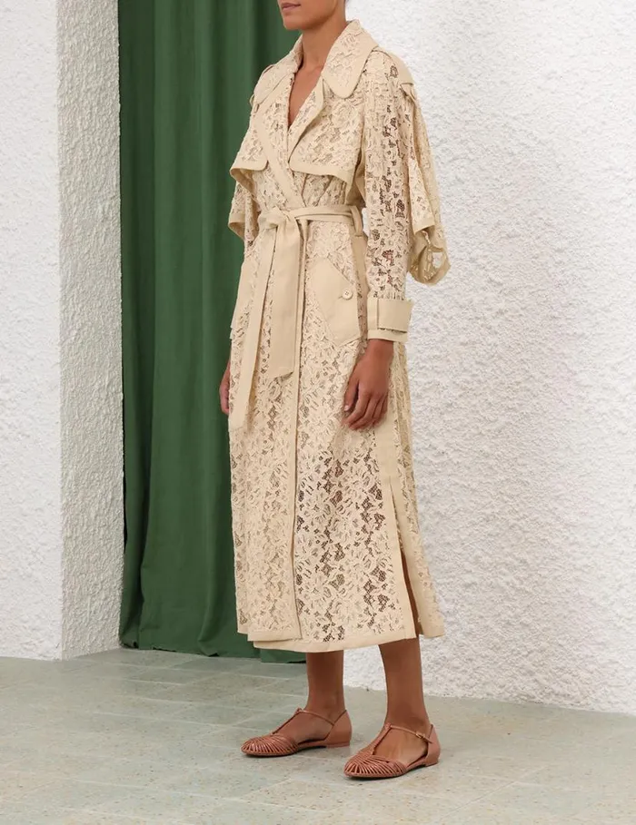 Zimmermann Clothing Natura Lace Trench Dress Tea 8211 Women