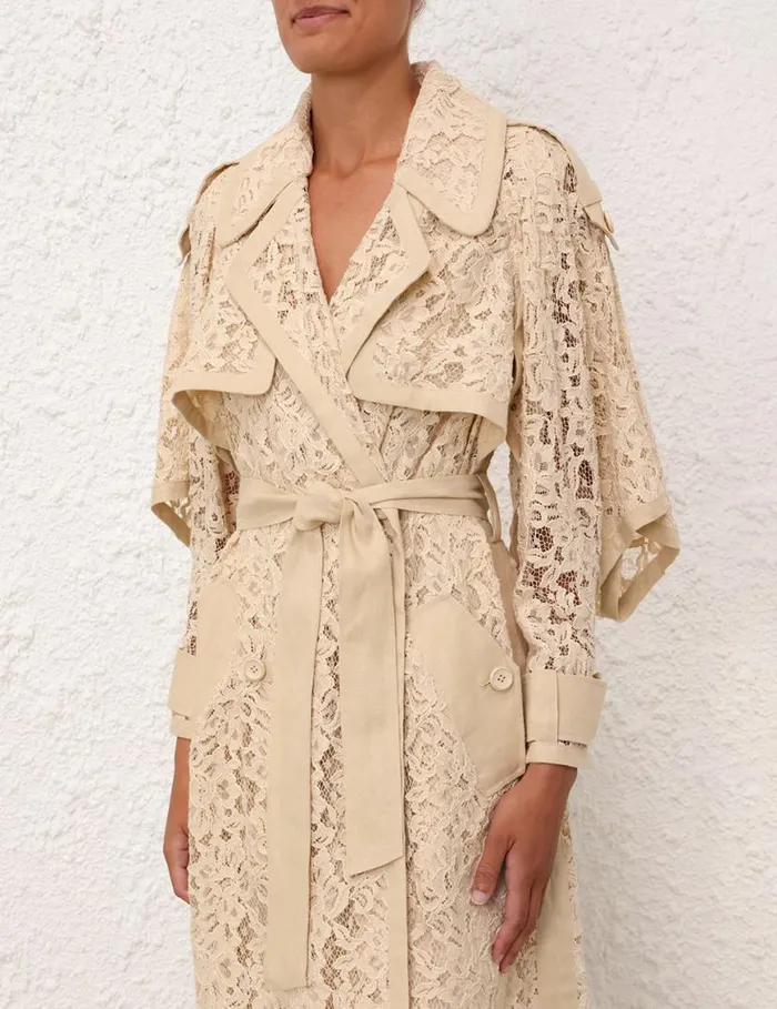 Zimmermann Clothing Natura Lace Trench Dress Tea 8211 Women