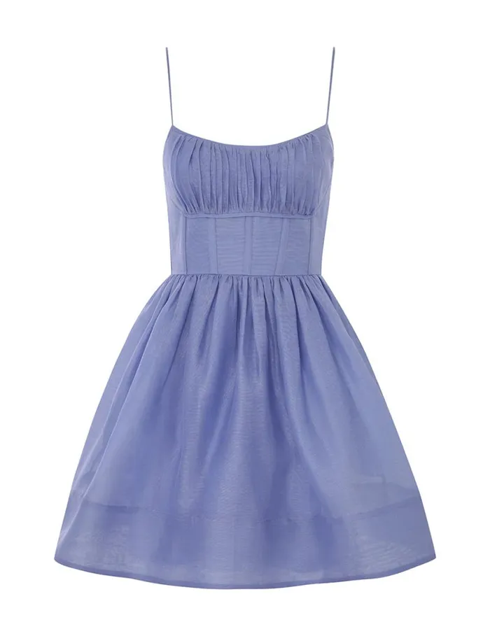 Zimmermann Clothing Natura Ruched Mini Dress Iris 8211 Women