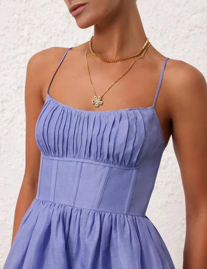 Zimmermann Clothing Natura Ruched Mini Dress Iris 8211 Women