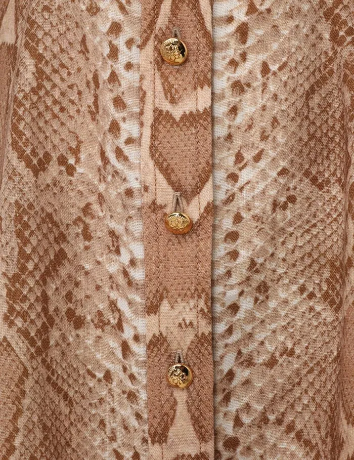 Zimmermann Clothing Natura Shirt Mini Dress Tan Snake 8211 Women