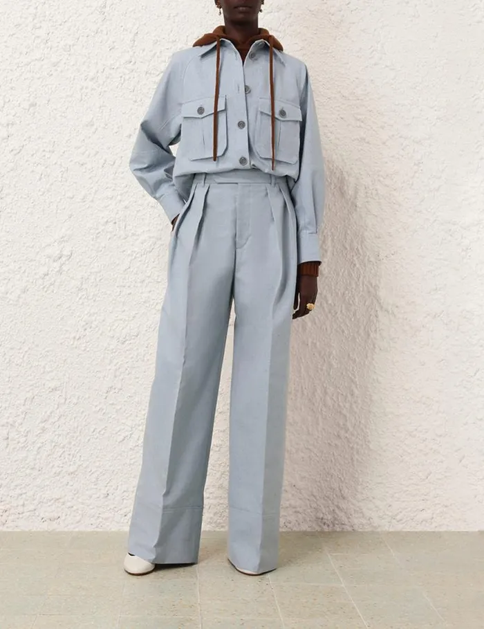 Zimmermann Clothing Natura Wide Leg Pant Chambray 8211 Women