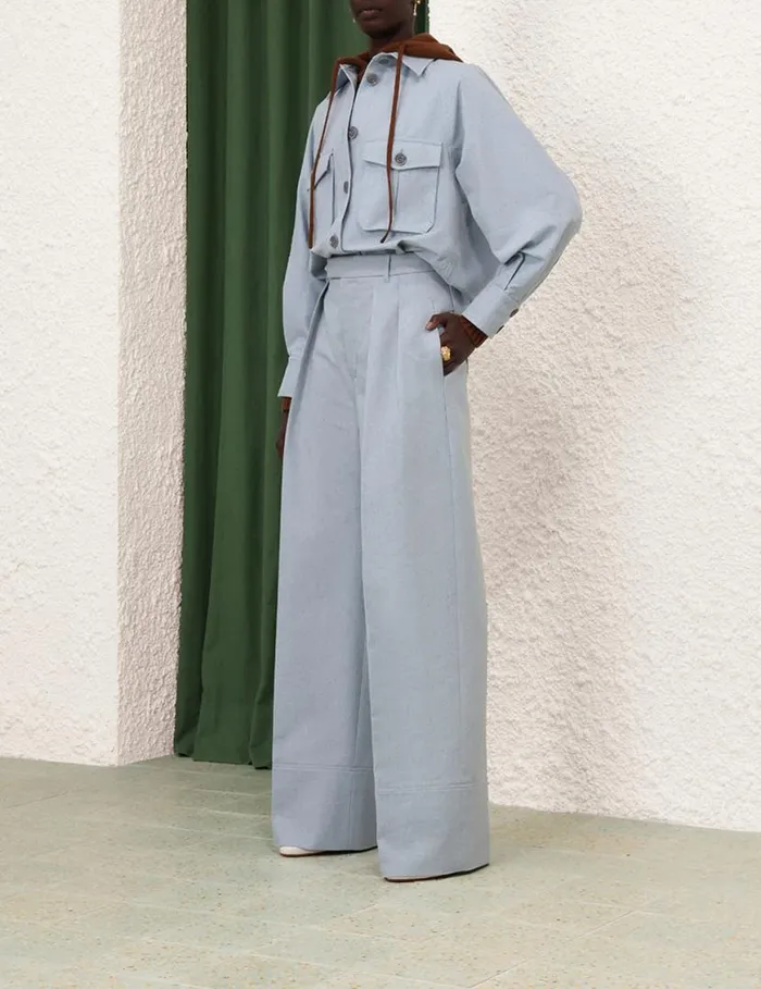 Zimmermann Clothing Natura Wide Leg Pant Chambray 8211 Women
