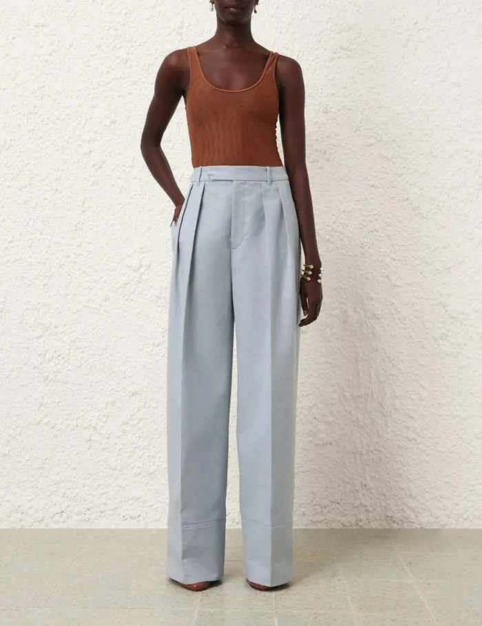 Zimmermann Clothing Natura Wide Leg Pant Chambray 8211 Women