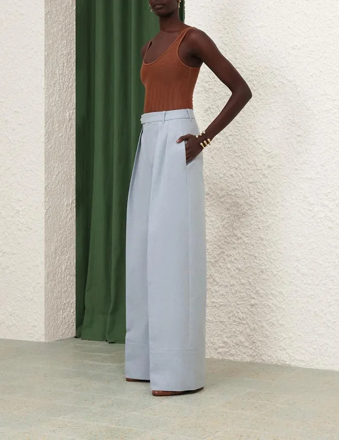 Zimmermann Clothing Natura Wide Leg Pant Chambray 8211 Women
