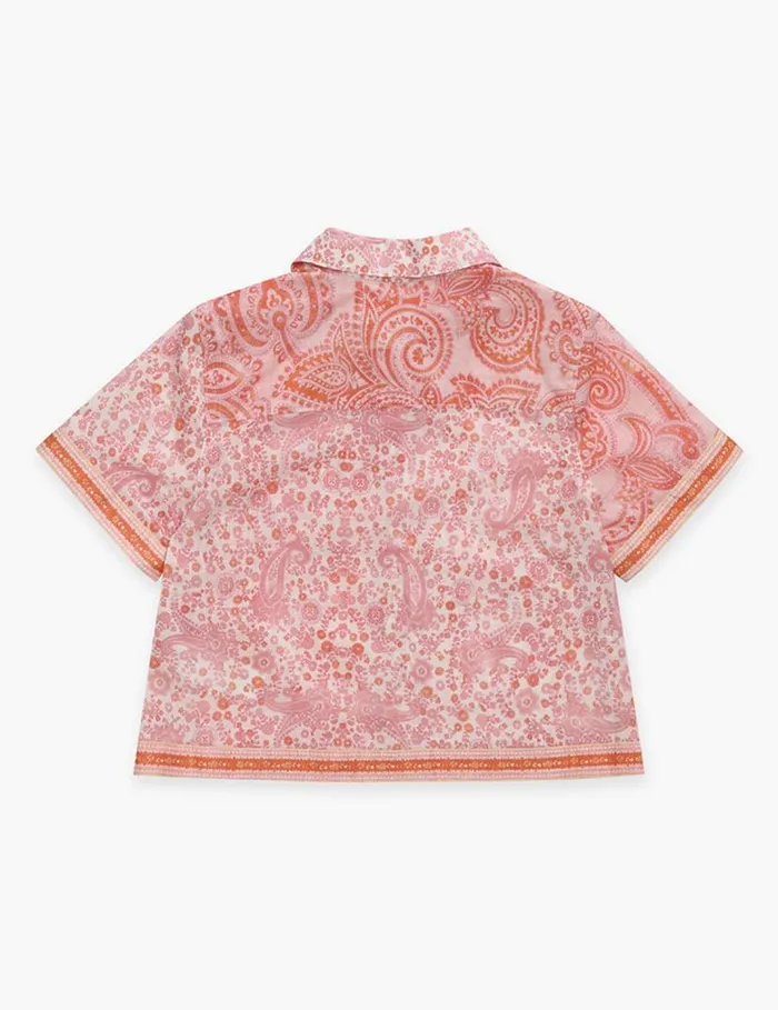 Zimmermann Clothing Ottie Pocket Shirt Pink Paisley 8211 Kids