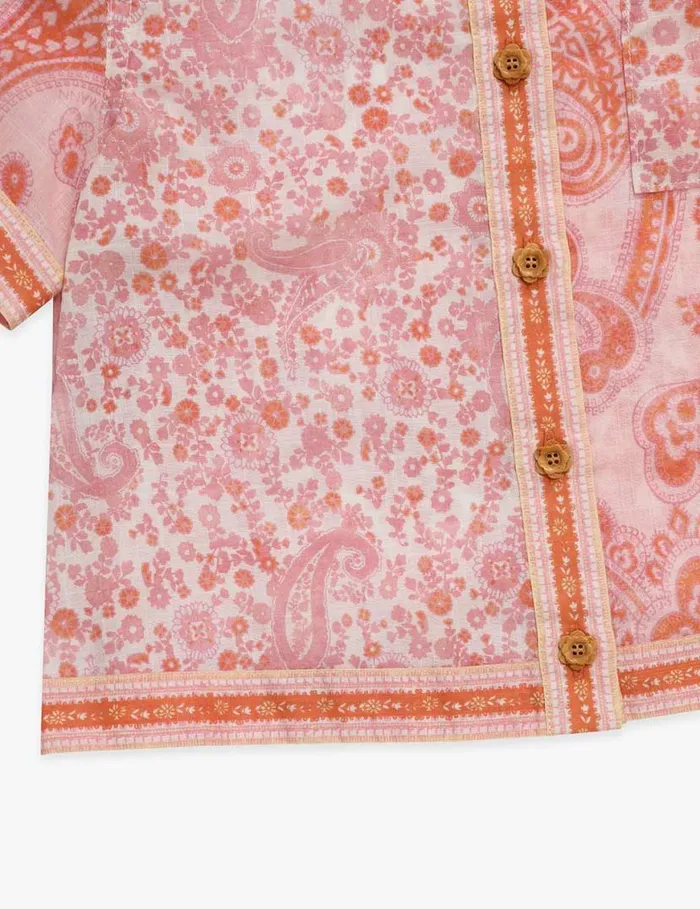 Zimmermann Clothing Ottie Pocket Shirt Pink Paisley 8211 Kids