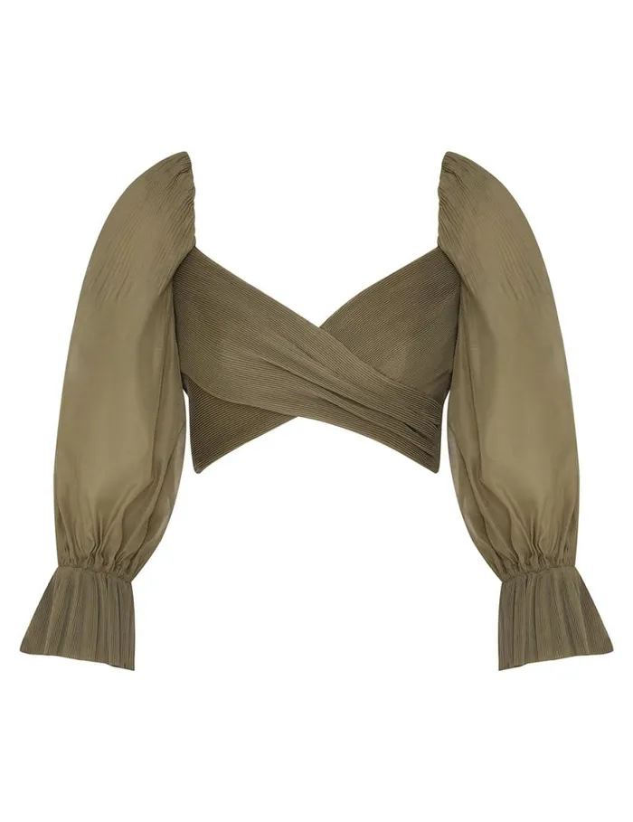 Zimmermann Clothing Pleated Bodice Olive 8211 Women