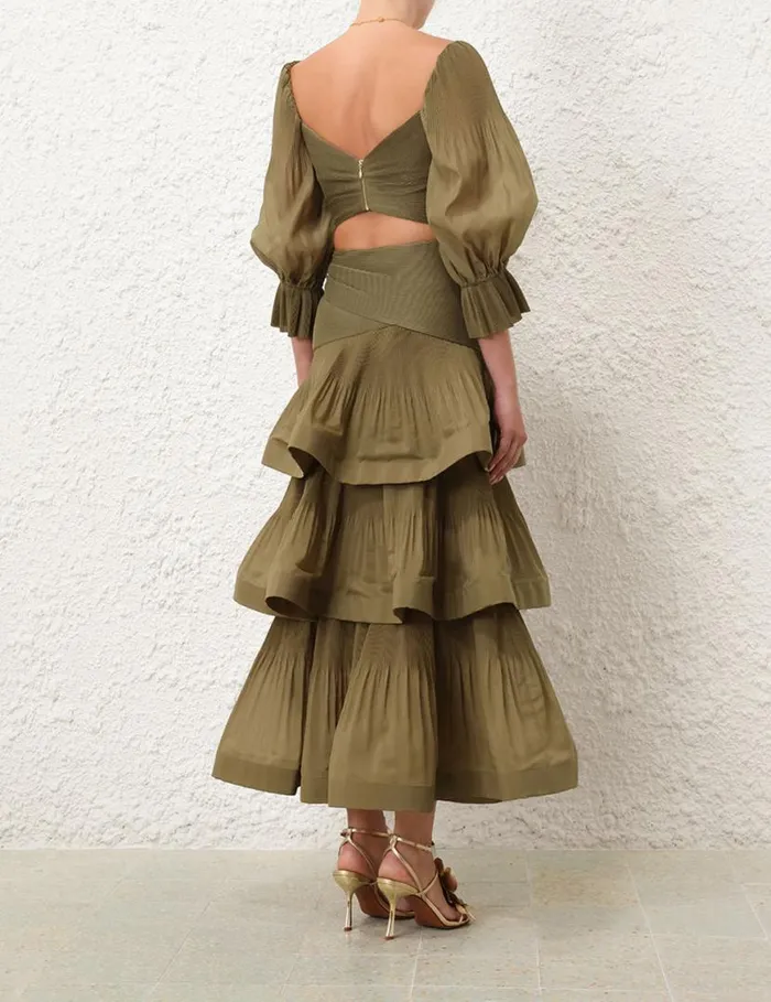 Zimmermann Clothing Pleated Bodice Olive 8211 Women