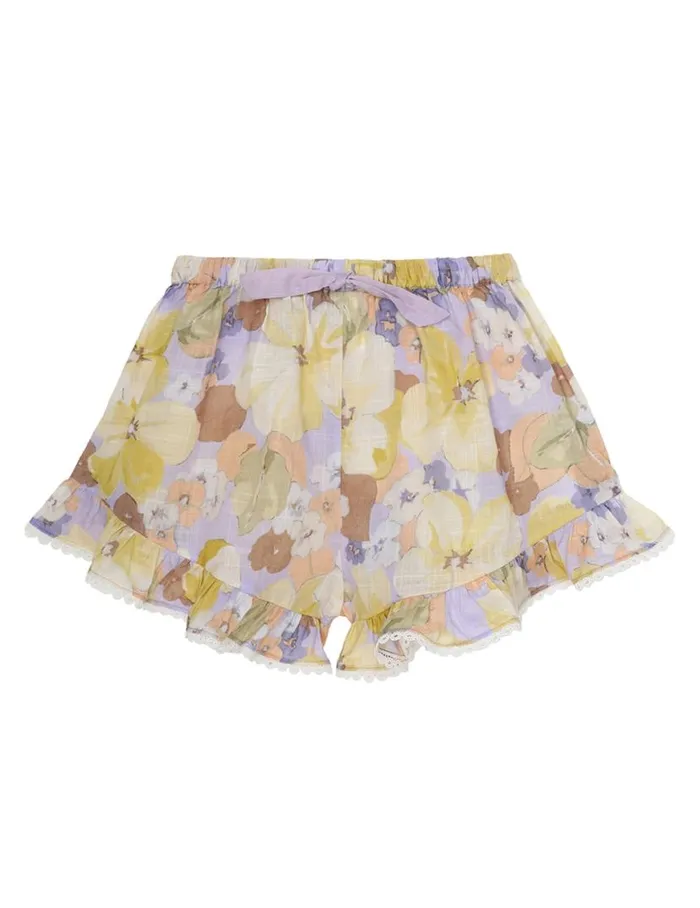 Zimmermann Clothing Pop Frill Short Purple Multi Floral 8211 Kids