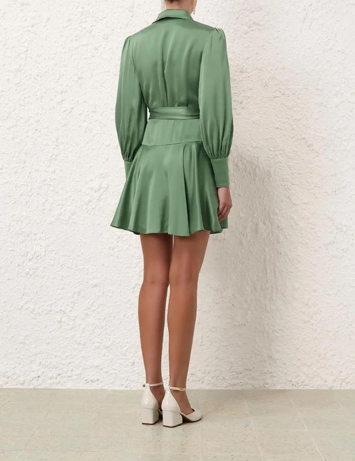 Zimmermann Clothing Silk Wrap Mini Dress Matcha 8211 Women