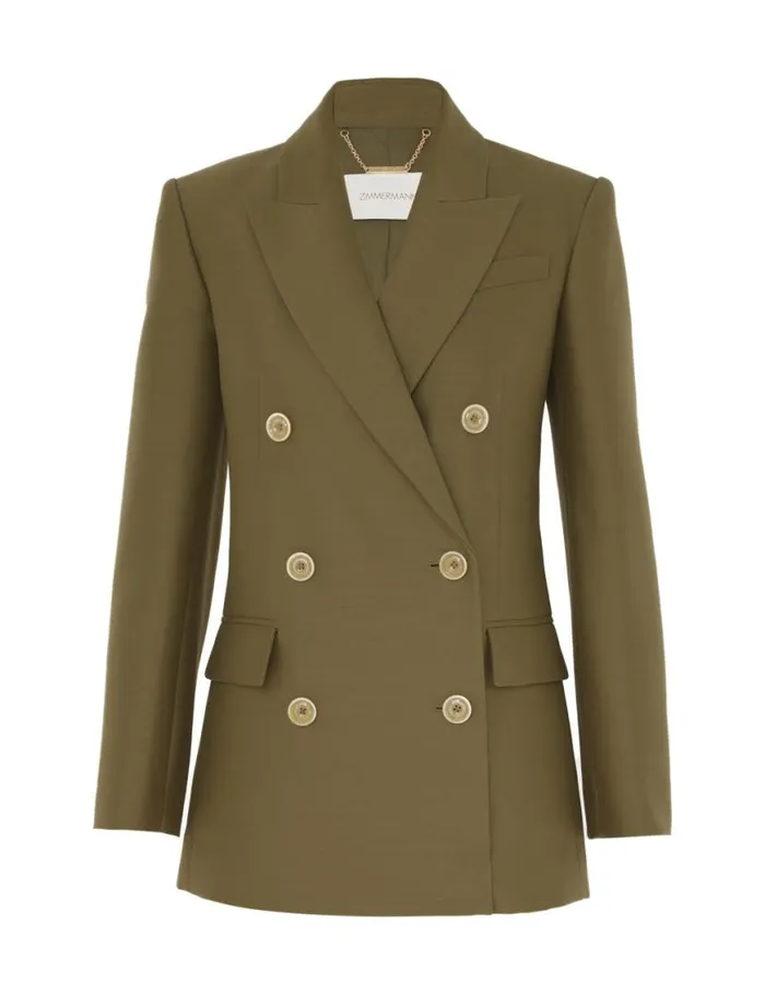 Zimmermann Clothing Tranquillity Long Line Jacket Light Olive 8211 Women