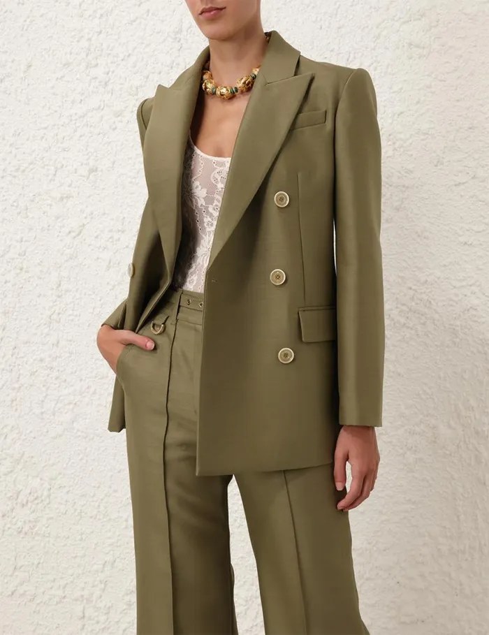Zimmermann Clothing Tranquillity Long Line Jacket Light Olive 8211 Women