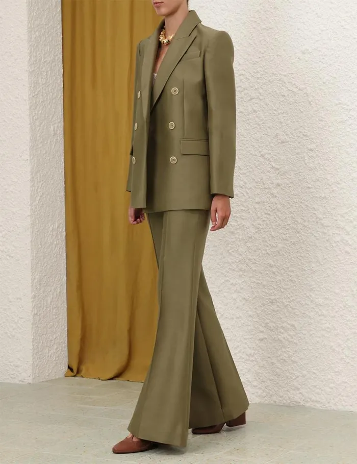 Zimmermann Clothing Tranquillity Long Line Jacket Light Olive 8211 Women