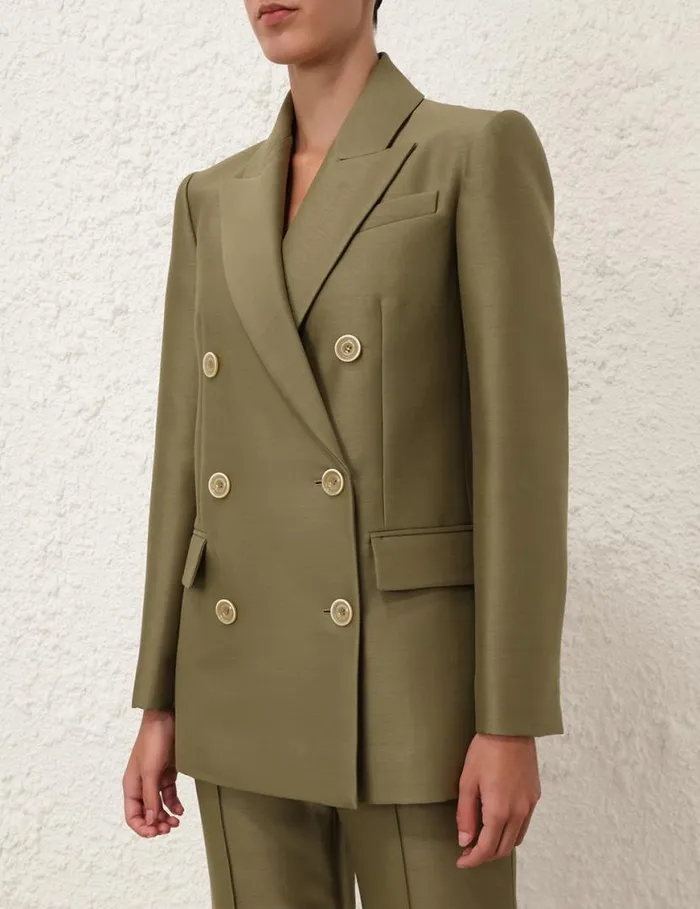 Zimmermann Clothing Tranquillity Long Line Jacket Light Olive 8211 Women