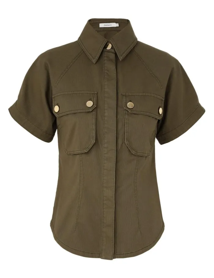 Zimmermann Denim Denim Pocket Shirt Olive 8211 Women