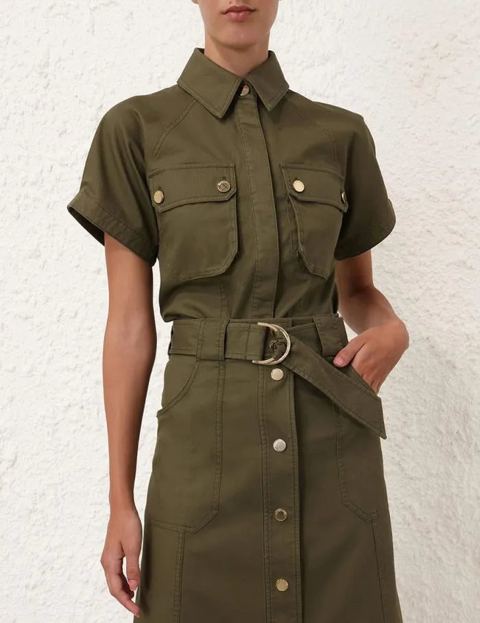 Zimmermann Denim Denim Pocket Shirt Olive 8211 Women