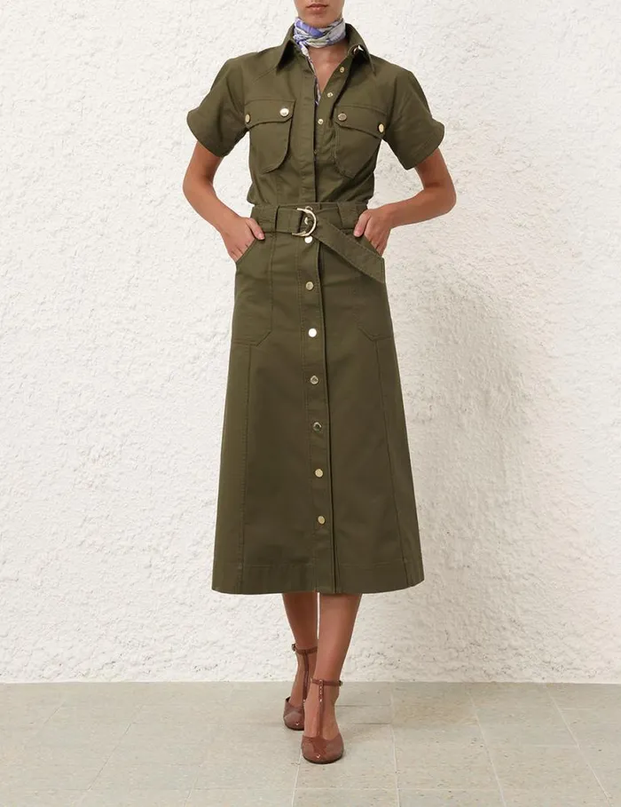 Zimmermann Denim Denim Pocket Shirt Olive 8211 Women