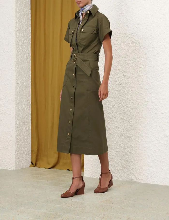 Zimmermann Denim Denim Pocket Shirt Olive 8211 Women