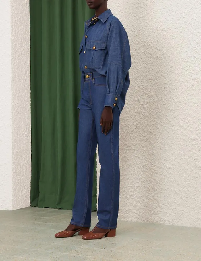 Zimmermann Denim Slim Straight Jean Railway Blue 8211 Women