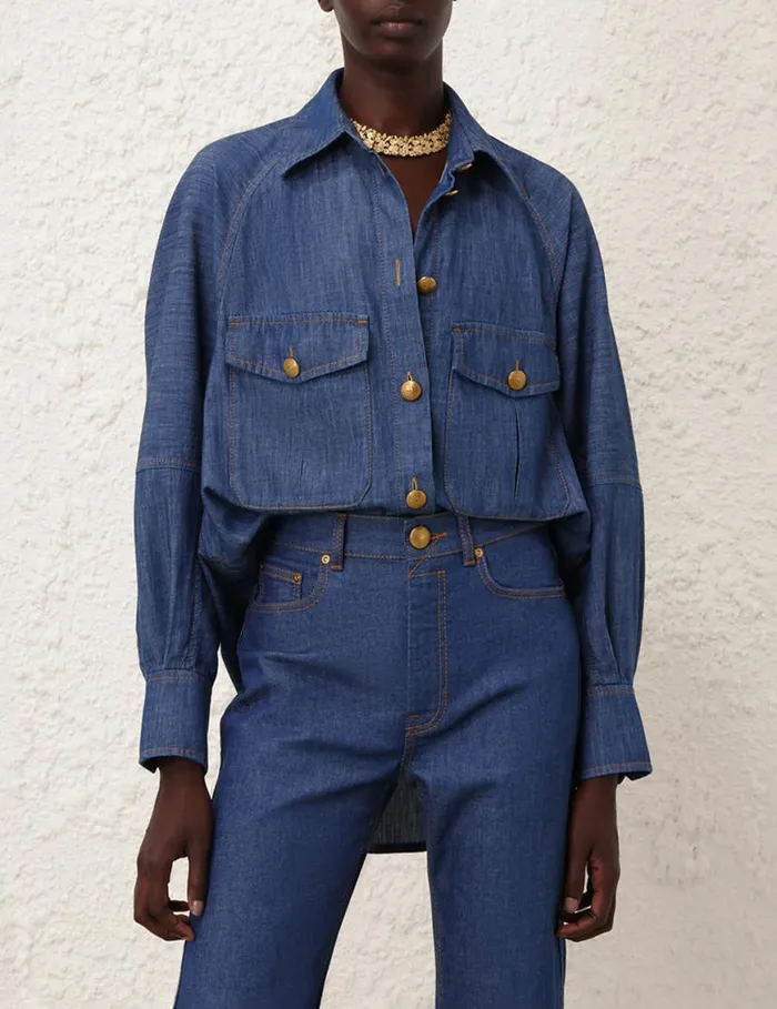 Zimmermann Denim Slim Straight Jean Railway Blue 8211 Women
