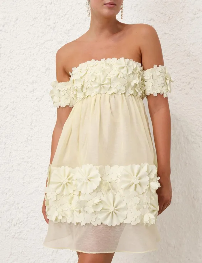Zimmermann Dresses Harmony Applique Flower Mini Lemon 8211 Women
