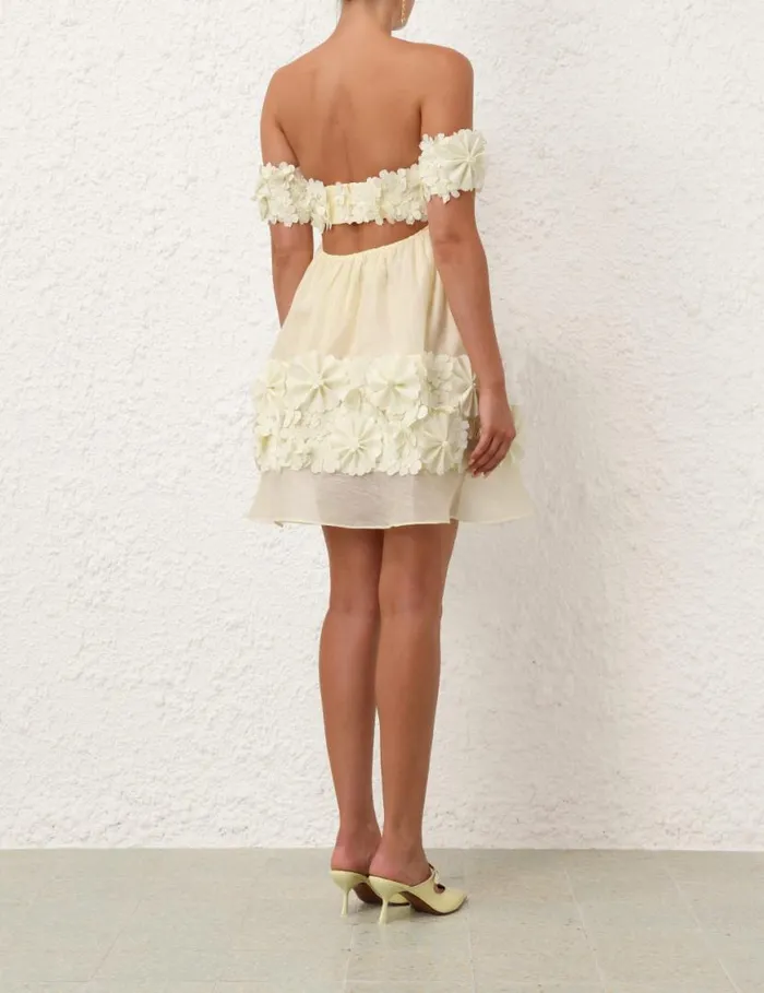 Zimmermann Dresses Harmony Applique Flower Mini Lemon 8211 Women
