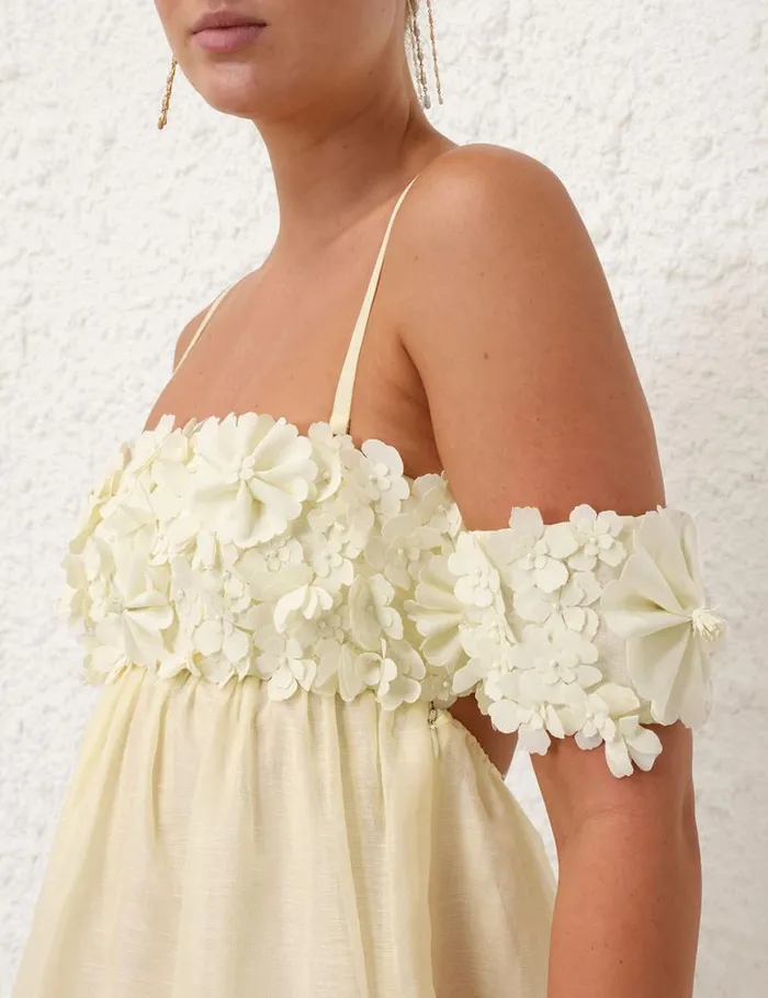 Zimmermann Dresses Harmony Applique Flower Mini Lemon 8211 Women