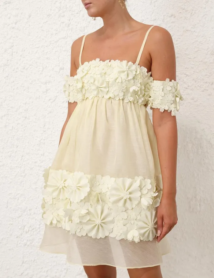 Zimmermann Dresses Harmony Applique Flower Mini Lemon 8211 Women