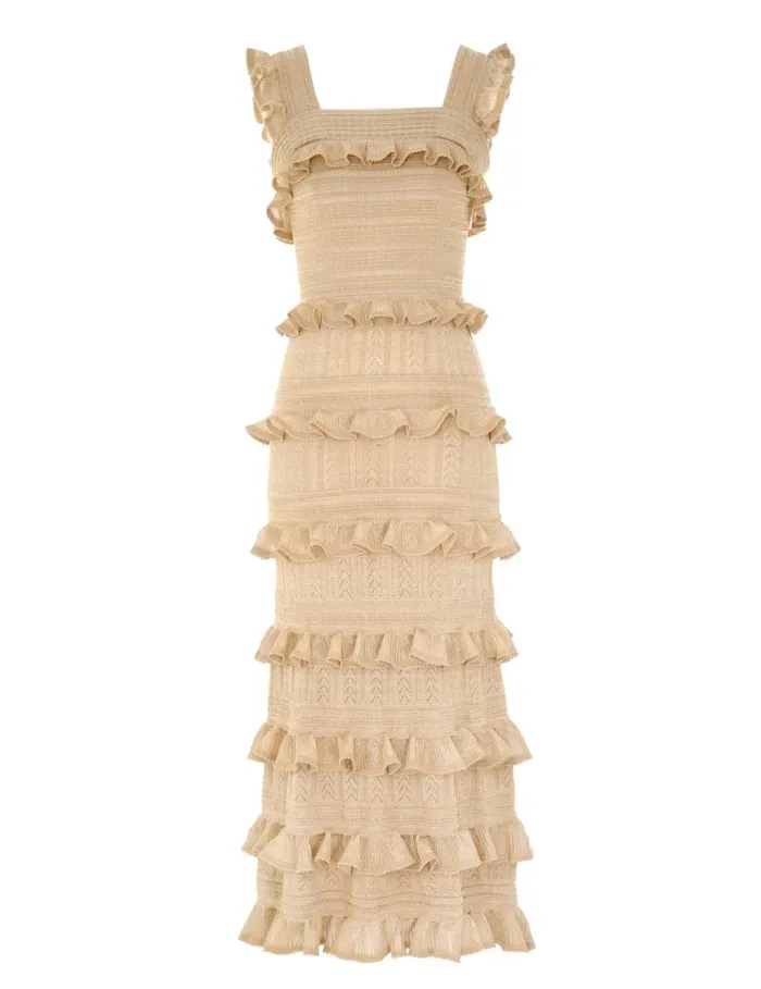 Zimmermann Dresses Matchmaker Ruffle Midi Gold Lurex 8211 Women