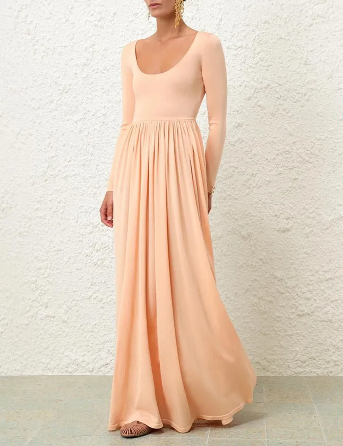 Zimmermann Dresses Natura Metallic Scoop Dress Peach 8211 Women