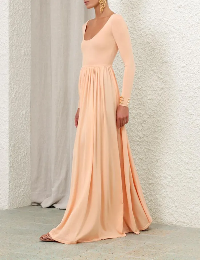 Zimmermann Dresses Natura Metallic Scoop Dress Peach 8211 Women