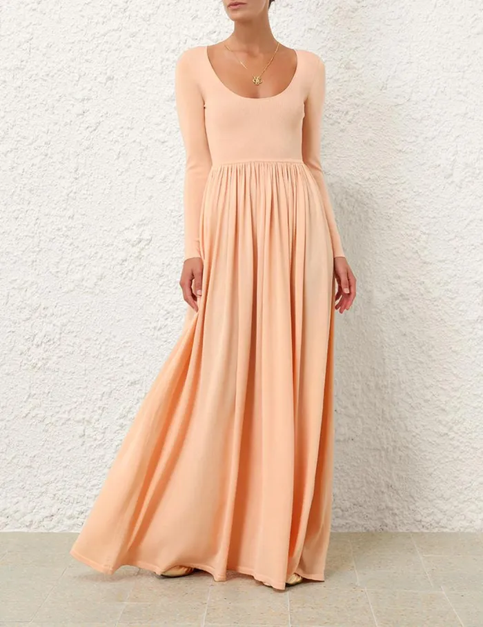Zimmermann Dresses Natura Metallic Scoop Dress Peach 8211 Women
