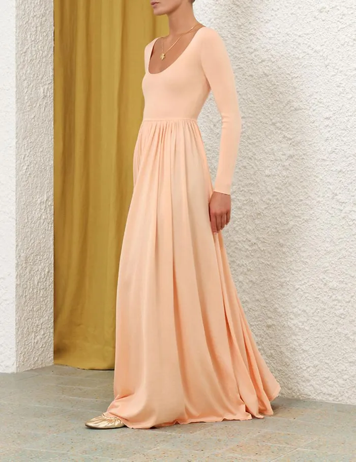 Zimmermann Dresses Natura Metallic Scoop Dress Peach 8211 Women