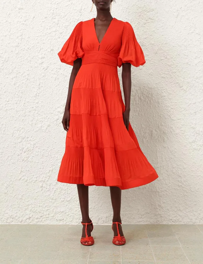 Zimmermann Dresses Pleated Midi Dress Tomato 8211 Women
