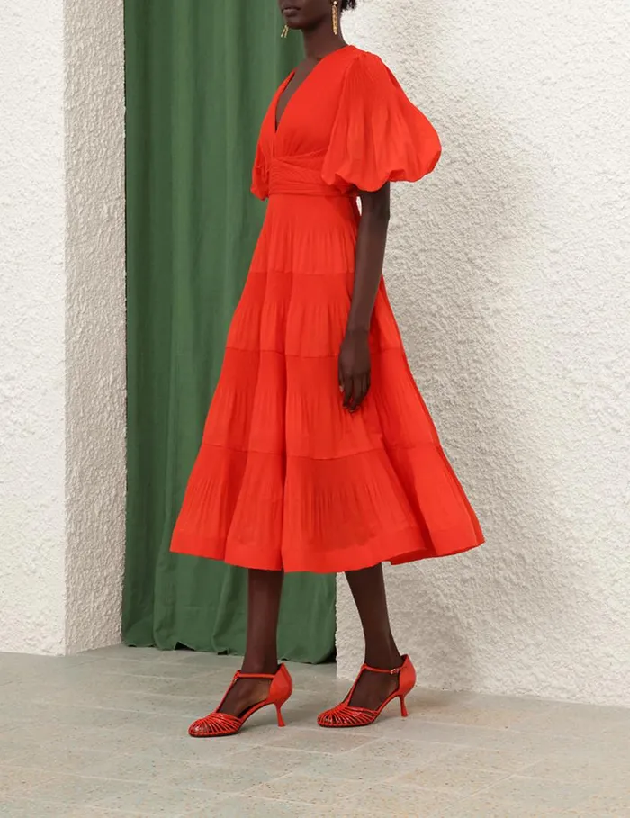 Zimmermann Dresses Pleated Midi Dress Tomato 8211 Women