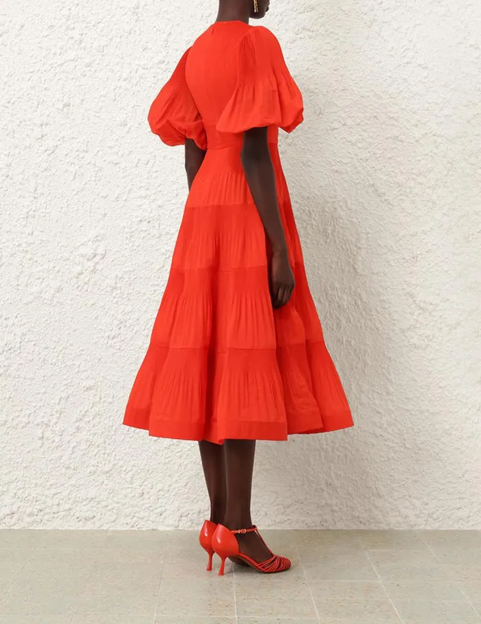 Zimmermann Dresses Pleated Midi Dress Tomato 8211 Women