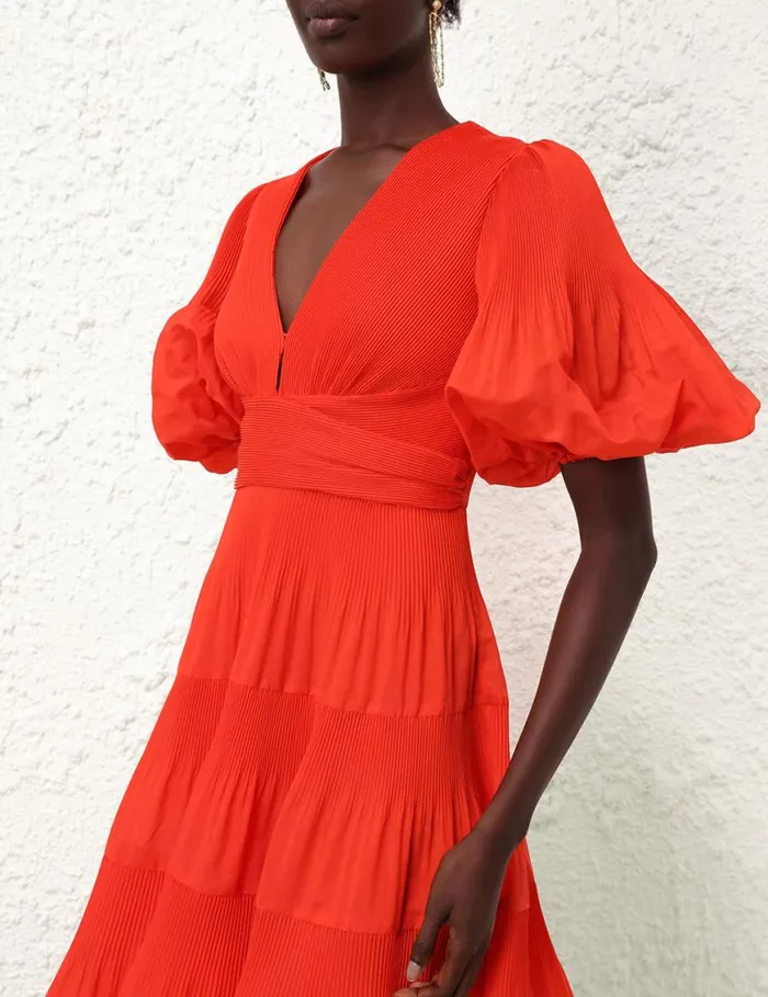 Zimmermann Dresses Pleated Midi Dress Tomato 8211 Women