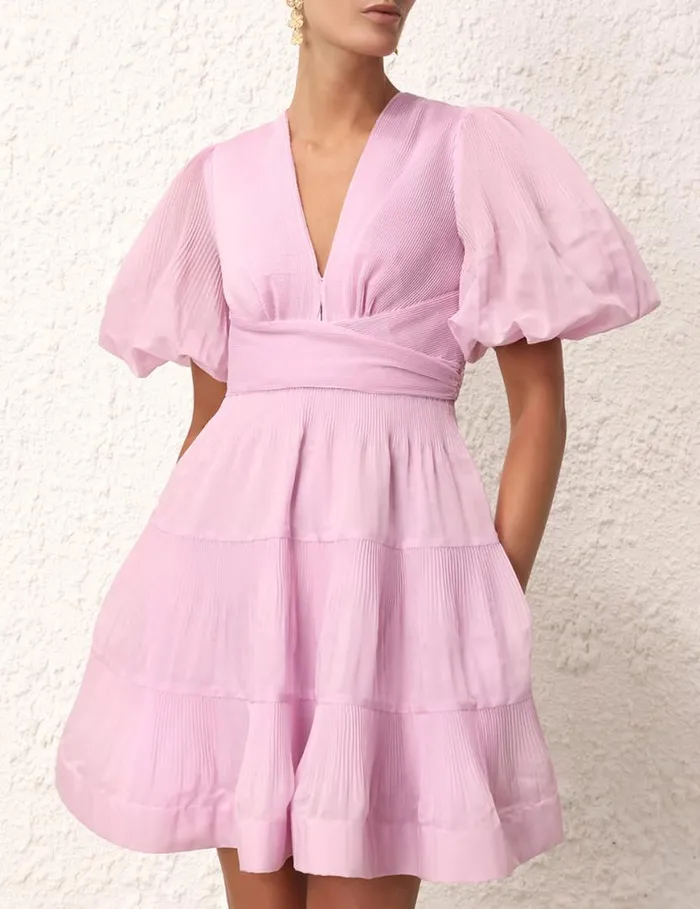 Zimmermann Dresses Pleated Mini Dress Pink 8211 Women
