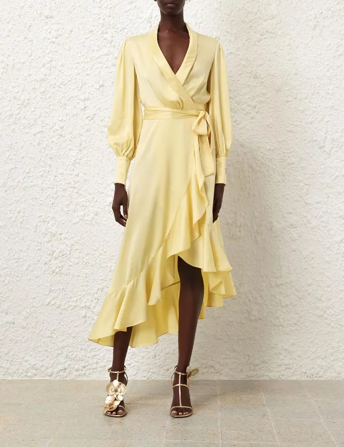 Zimmermann Dresses Silk Wrap Midi Dress Butter 8211 Women