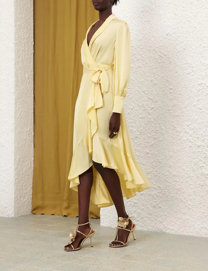 Zimmermann Dresses Silk Wrap Midi Dress Butter 8211 Women