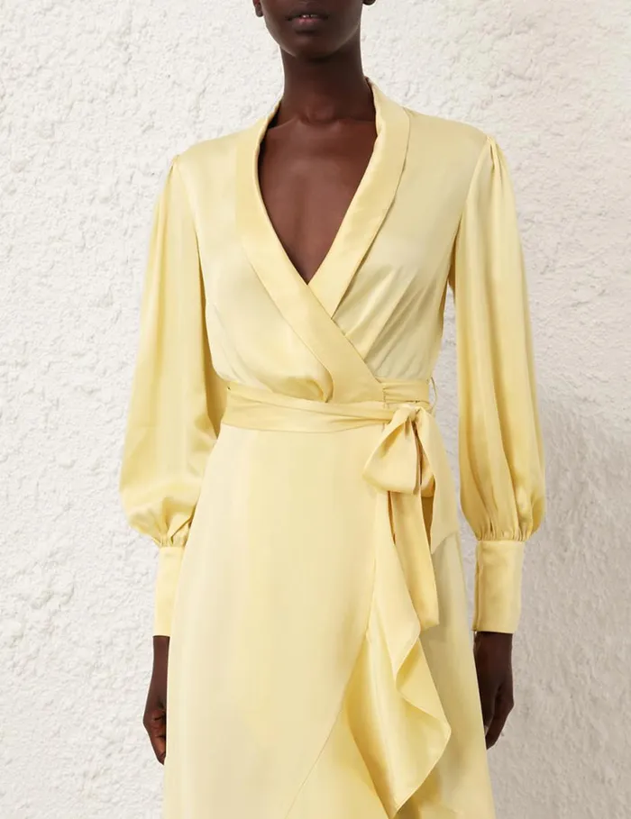 Zimmermann Dresses Silk Wrap Midi Dress Butter 8211 Women