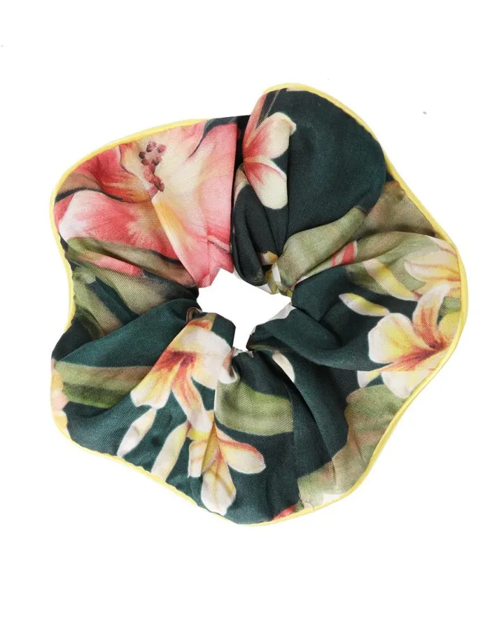 Zimmermann Hair Accessories Double Faced Silk Scrunchie Ivory Palm 8211 Women