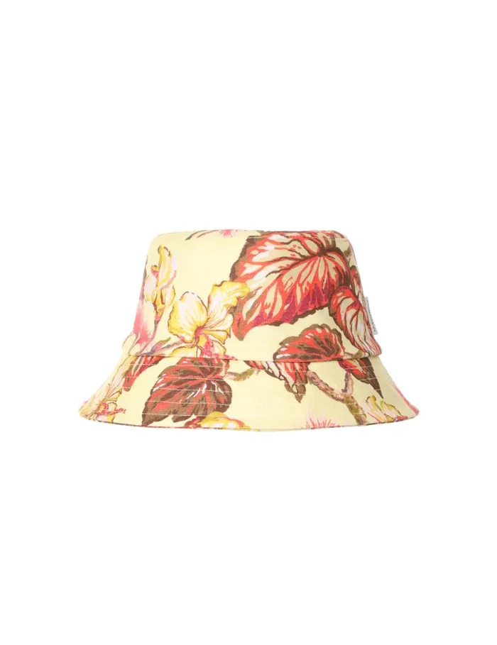 Zimmermann Hats Printed Canvas Bucket Hat Yellow Hibiscus 8211 Women