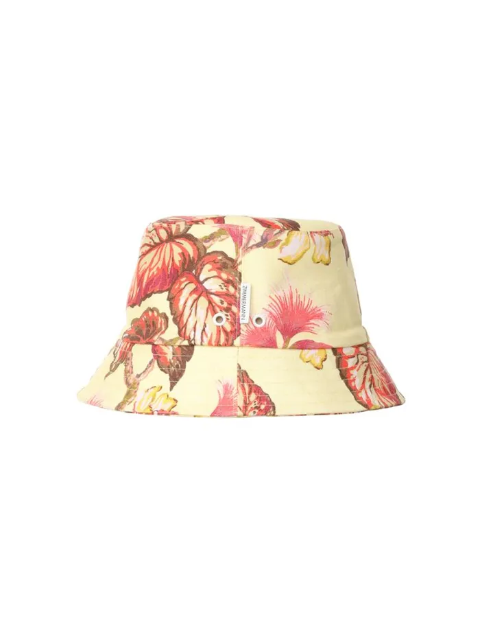 Zimmermann Hats Printed Canvas Bucket Hat Yellow Hibiscus 8211 Women