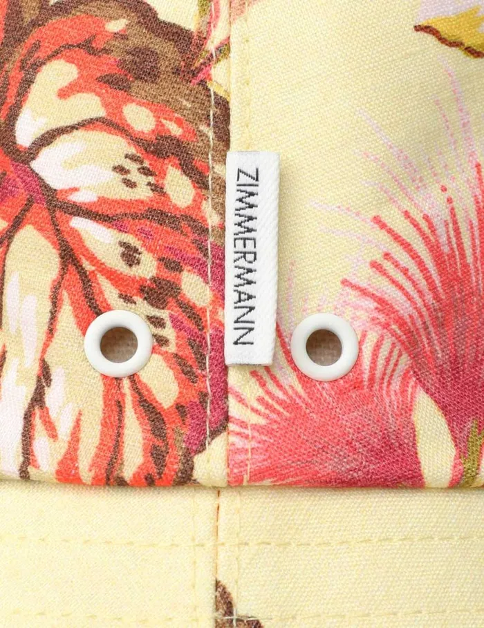 Zimmermann Hats Printed Canvas Bucket Hat Yellow Hibiscus 8211 Women